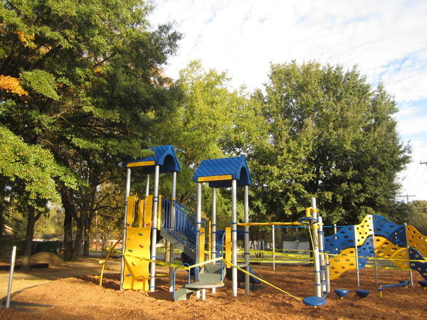 Yellow and blue playground equipment